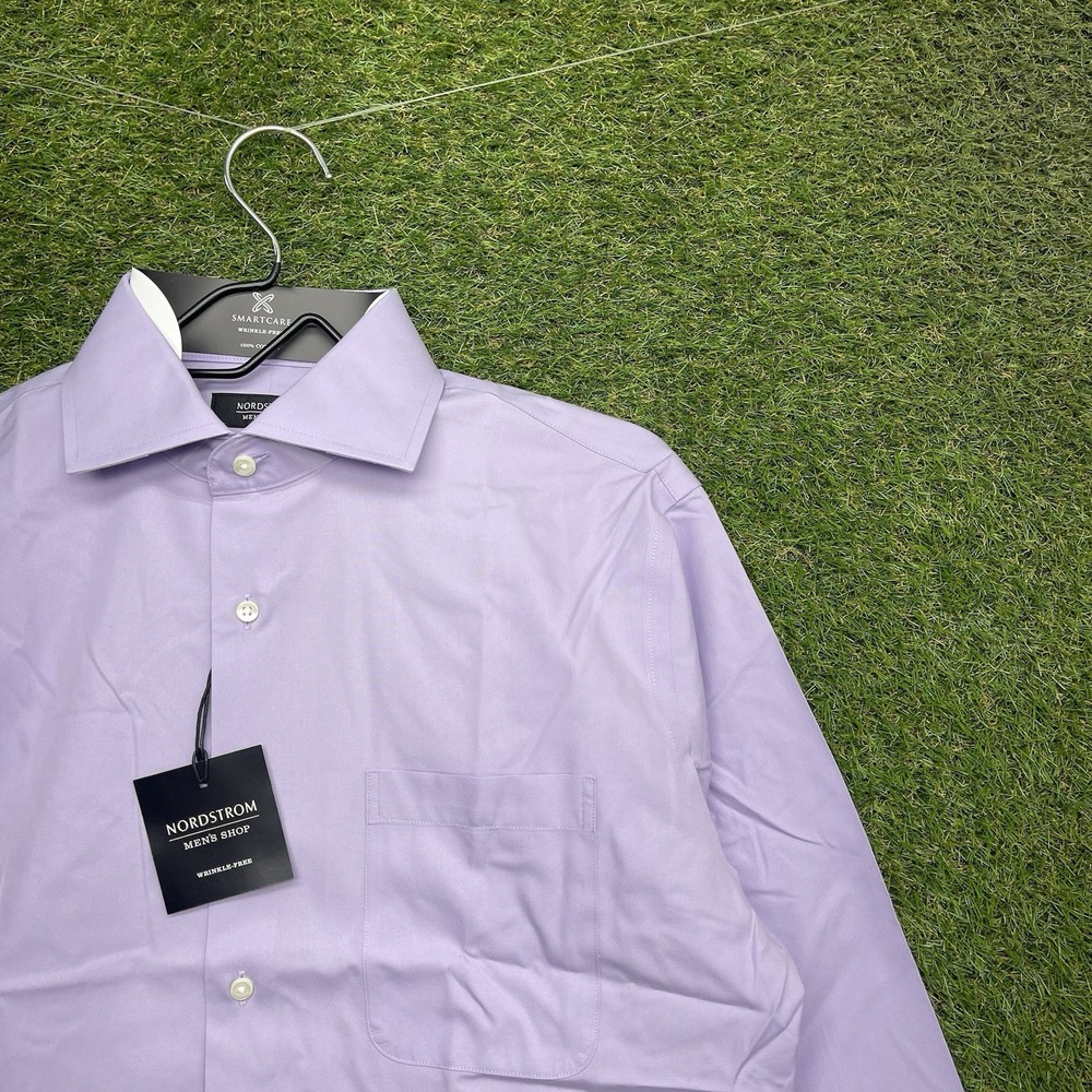 Nordstrom Dress Shirt Mens 15.5 32/33 Long Sleeve Trim Fit Purple Breath NWT